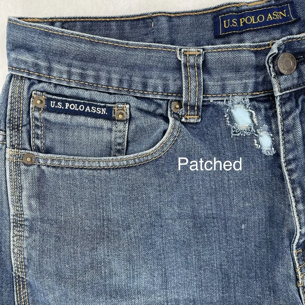 U.S. Polo Assn. Jorts Mens 32 Blue Denim Carpenter Baggy Skater Grunge Y2K